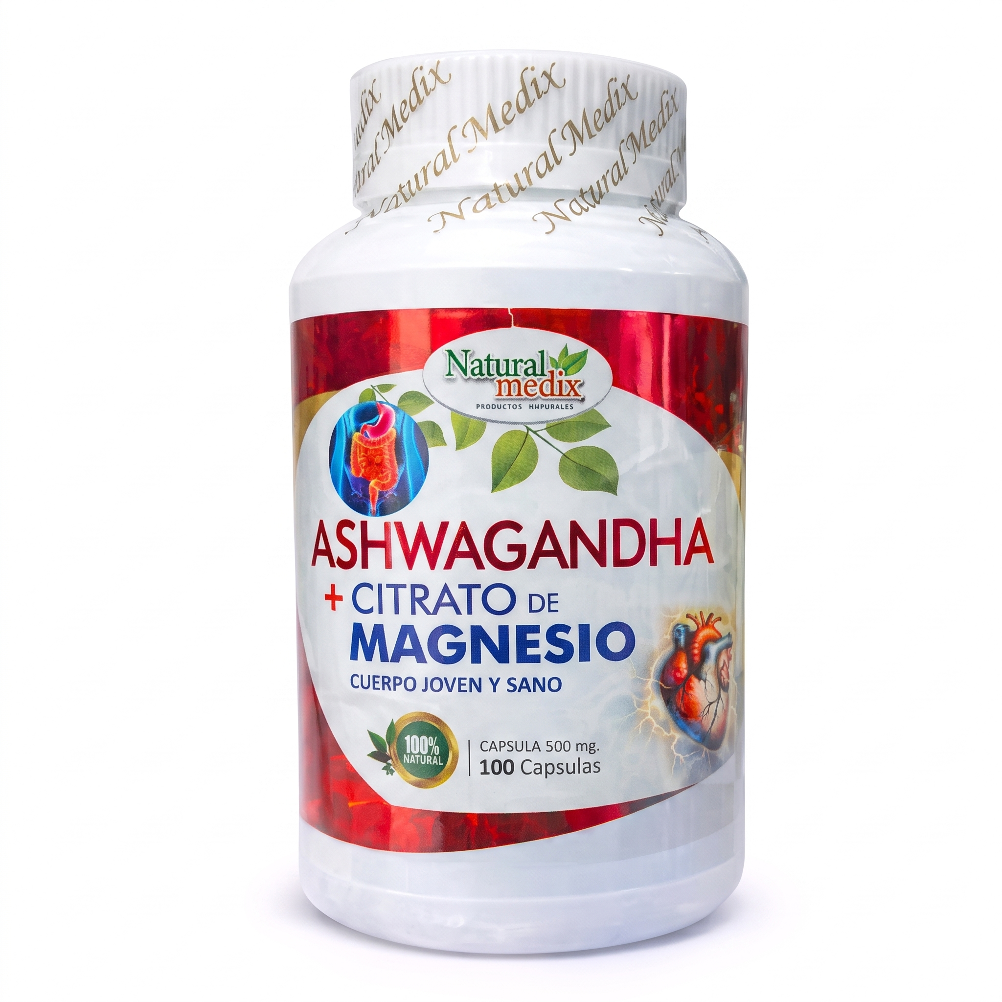 Ashwagandha + Magnesio - foto de producto fondo blanco