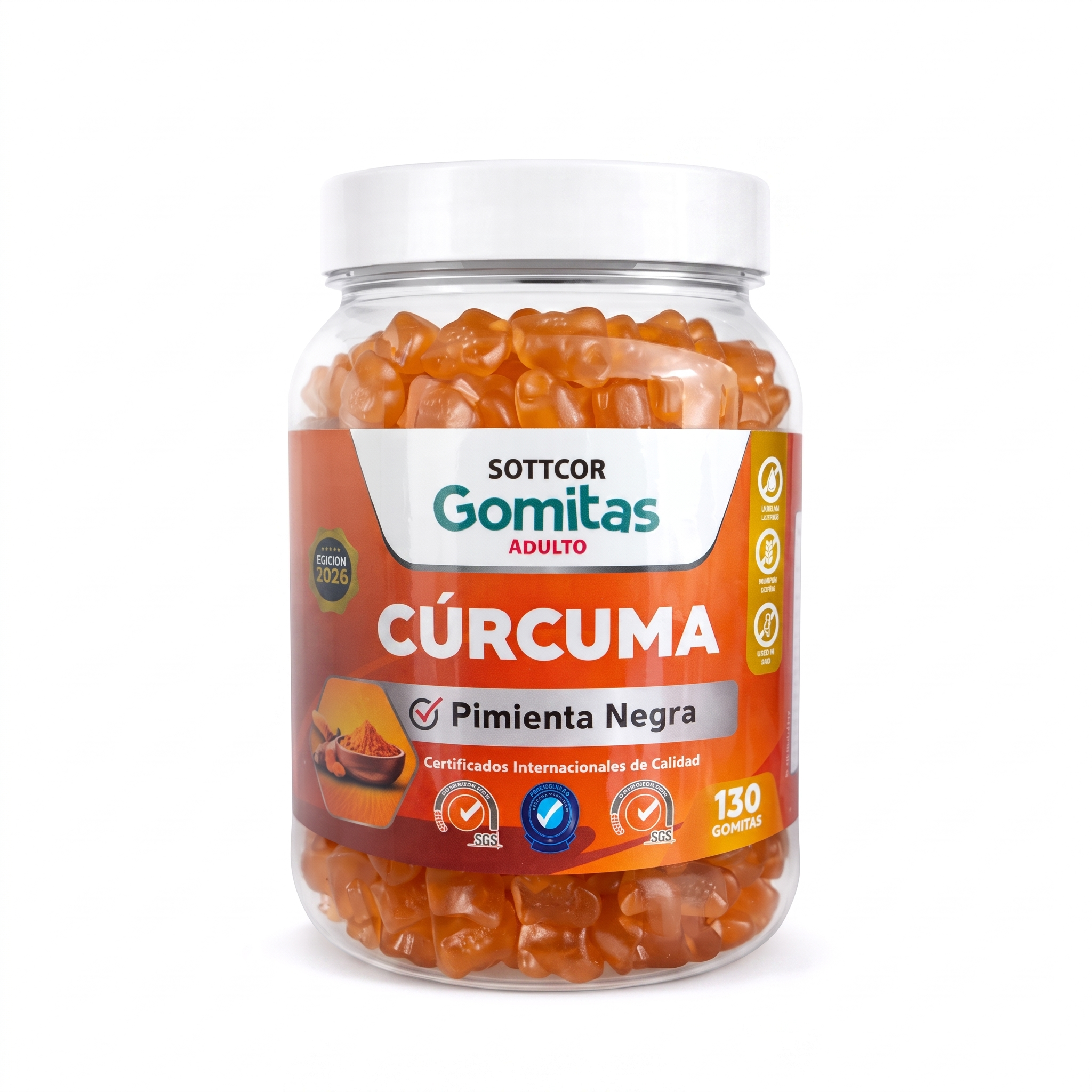 Gomitas de Cúrcuma - foto de producto fondo blanco