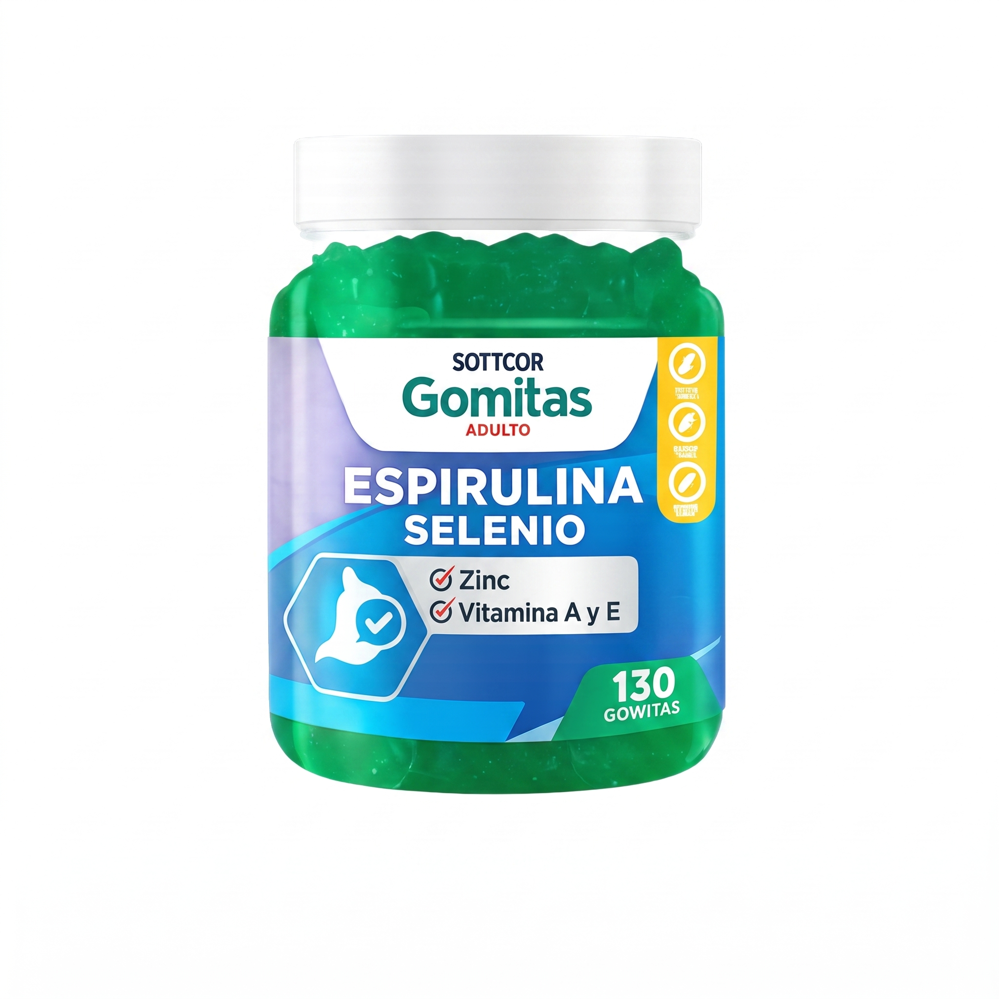 Gomitas de Espirulina + Zinc - foto de producto fondo blanco